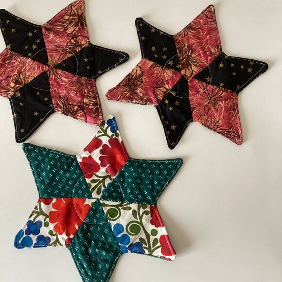 6 Handmade Star Mug Mats Small Placemats Table Linens Christmas Home Decor - Picture 4 of 6